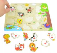 PUZZLE DREWNIANE UKŁADANKA ZWIERZĘTA PINEZKI