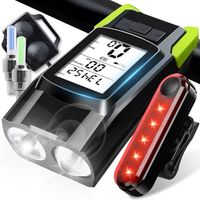 LAMPKA ROWEROWA MOCNA LED PRZÓD TYŁNA ROWEROWY + WENTYL LED + DZWONEK PILOT