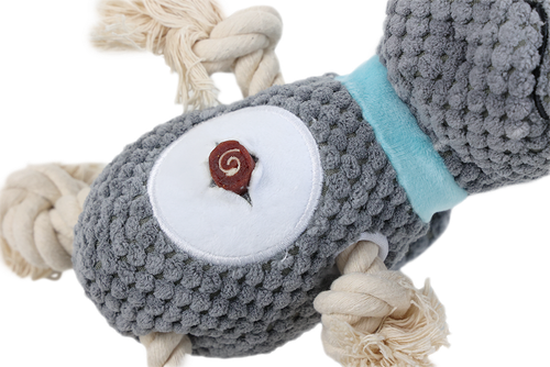 Zabawka dla psa nosorożec z linami i piszczałką 30x10x13cm na Arena.pl