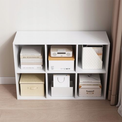 REGAŁ OTWARTY KOMODA KOSTKA 2x3 POJEMNY BIAŁY NA KSIĄŻKI BIUROWY na Arena.pl