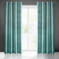 Zasłona gotowa na przelotkach MANDI 140x250 turkusowa srebrny nadruk