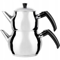 CZAJNIK DO PARZENIA HERBATY PO TURECKU 1L STALOWY INDUKCJA GAZ 2 POKRYWKI