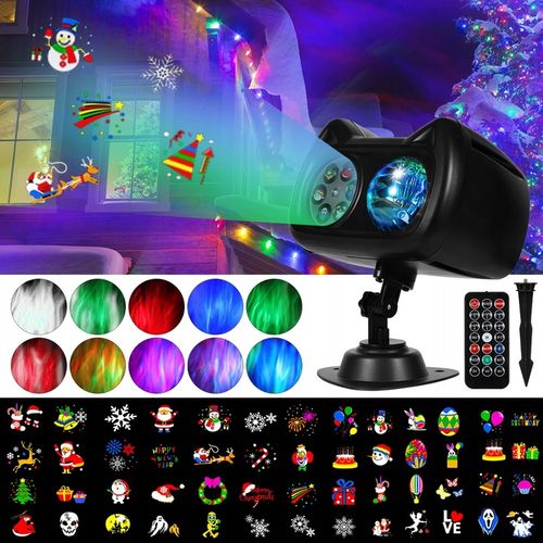 PROJEKTOR LASEROWY ŚWIĄTECZNY ZEWNĘTRZNY GWIAZD RGB PILOT 72 WZORÓW RZUTNIK na Arena.pl