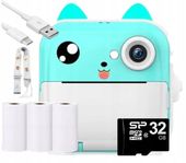 MINI DRUKARKA DRUKUŚ APARAT NATYCHMIASTOWY TERMICZNA + ROLKI + KARTA 32gb