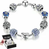 Bransoletka damska - kolor srebrny - modułowa blue CHARMS
