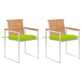 Krzesła ogrodowe z poduszkami, 2 szt., drewno tekowe i stal