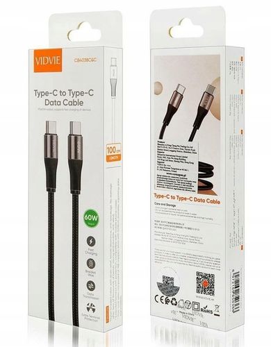 Kabel 60W Przewód Fast Charge Szybkie Ładowanie TYPE C / TYPE C - 1M na Arena.pl