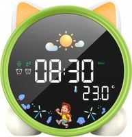 Zegar budzik lampka lampa nocna LED dla dzieci dziecka timer akumulator Kot