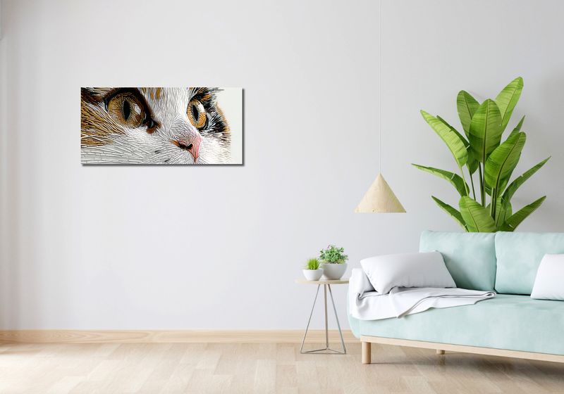 Obraz 90x40cm Nitkowany Kot zdjęcie 2