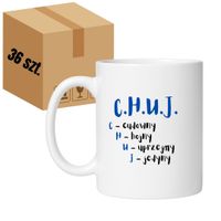 KUBEK "C.H.U.J." Wzór - Klasyczny Biały 330 ml - 36 sztuk