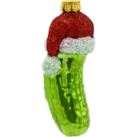 Bombka choinkowa szklana: Ogórek z czapką Świętego Mikołaja
