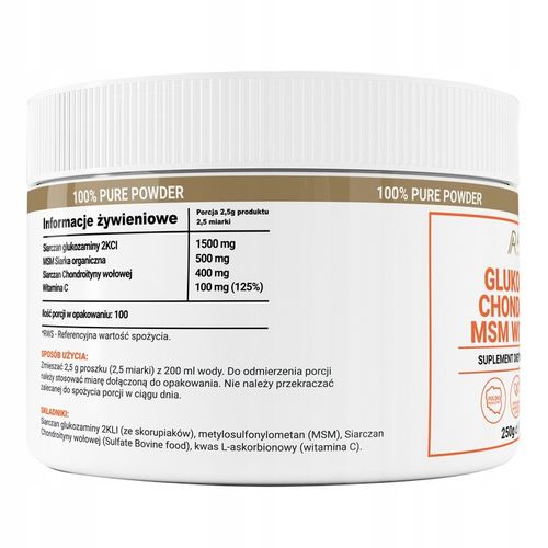 GLUKOZAMINA CHONDROITYNA MSM WITAMINA C KOŚCI 250g na Arena.pl