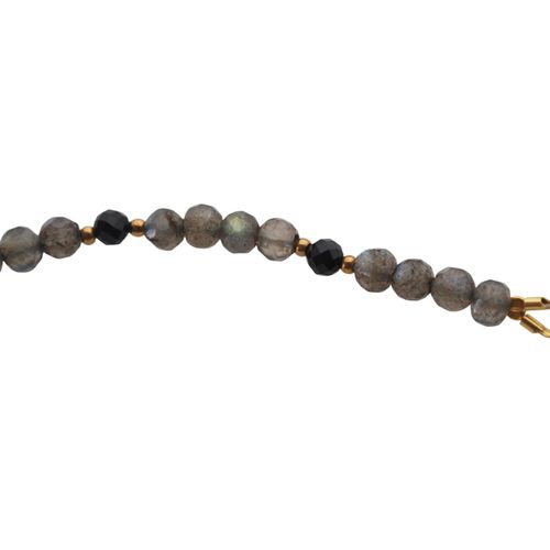 Bransoletka mix - Turmalin, ametyst, kwarc różowy, labradoryt i srebro złocone na Arena.pl