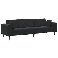 Sofa welurowa z poduszką Czarny 208 cm Aksamit