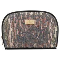 czarna kosmetyczka z materiału syntetycznego, jednokomorowa i zamykana