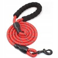 Smycz treningowa dla silnego psa mocna gruba odblaskowa czerwona lina 1,5m