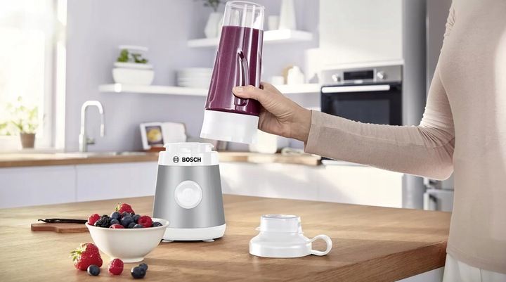 Blender kielichowy Bosch MMB2111T 450W Stalowe ostrze Butelka ToGo Sportowy zdjęcie 3