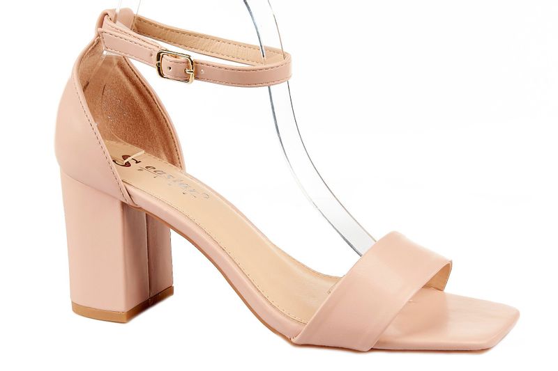 Sandały na obcasie słupku 7,5 cm. różowe Rozmiar obuwia - 39 zdjęcie 1