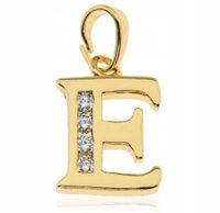ZAWIESZKA ZLOTA litera literka E stal z cyrkoniam