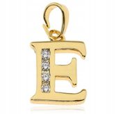 ZAWIESZKA ZLOTA litera literka E stal z cyrkoniam