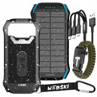 PANCERNY POWERBANK SOLARNY WODOODPORNY INDUKCJA KABEL 3w1 LATARKA 33500mAh