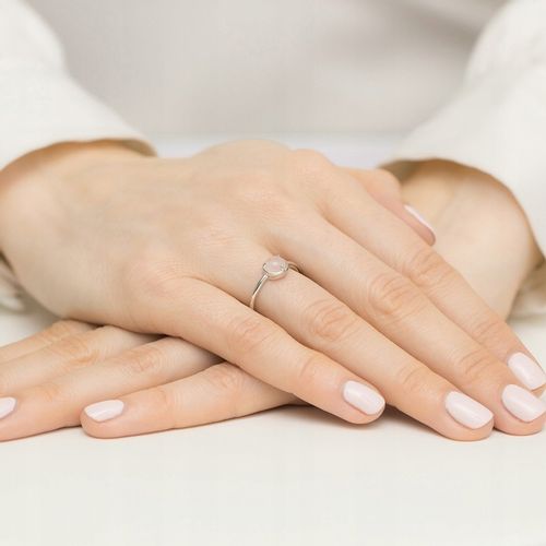 SREBRNY PIERŚCIONEK pr. 925 z Różowym Kwarcem r.10 na Arena.pl