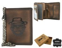 duży, skórzany portfel męski z łańcuszkiem