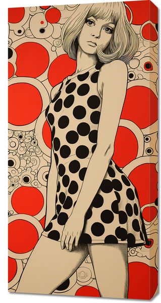 Obraz 50x100cm Czerwone Kropki zdjęcie 1