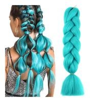 syntetyczne włosy 120 cm gęste jednokolorowe turkus wls10