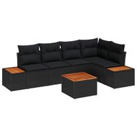 Zestaw Sof na Ogród 6 pcs Czarny 264 x 154 x 85 cm Polirattan
