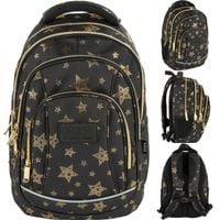 BACKUP PLECAK SZKOLNY MŁODZIEŻOWY DLA DZIEWCZYNKI CZARNY GWIAZDKI ZŁOTE