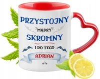 Dla Adriana Kubek Czerwony Z Uszkiem W Kształcie Serca Na Prezent