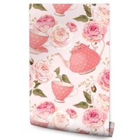 Tapeta Do Kuchni Jadalni Kwiaty Natura Imbryki Filiżanki Liście