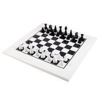 WŁOSKI ZESTAW FIGUR SZACHOWYCH BIAŁA AKACJA MODER + SZACHOWNICA DREWNO 50