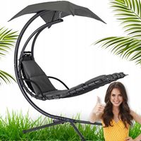 Huśtawka Ogrodowa Fotel Wiszący Hamak Ze Stelażem REBECA Szara