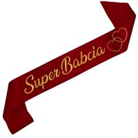 Super Babcia - bordowa szarfa ze złotym nadrukiem