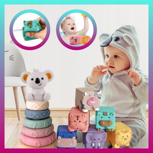 Zestaw Zabawek Sensorycznych Montessori 6w1 dla dziecka 6-12 msc 34 element na Arena.pl