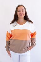 Bawełniana Bluza Trzykolorowa Ines Beżowo-Biało-Pomarańczowa L/XL