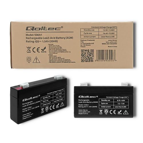 Qoltec Akumulator AGM | 6V | 1.3Ah | max 19.5A na Arena.pl