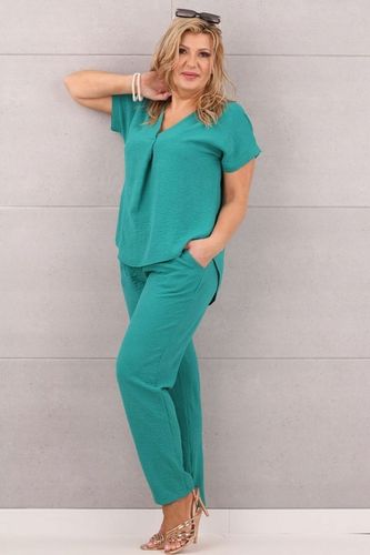 ELEGANCKI KOMPLET DAMSKI DUŻE ROZMIARY POLSKI PRODUCENT BLUZKA I SPODNIE na Arena.pl