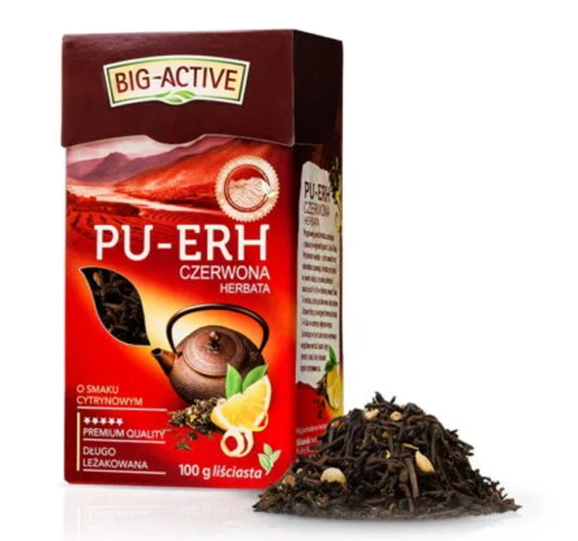 BIG-ACTIVE HERBATA LIŚCIASTA 100G CZERWONA PU-ERH CYTRYNOWA zdjęcie 1