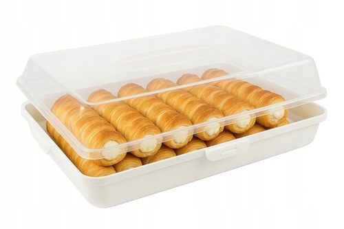 POJEMNIK NA CIASTO DUŻY BOX Z POKRYWĄ NA ŻYWNOŚĆ UCHWYT TRANSPORTER na Arena.pl