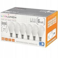 Zestaw 6x Żarówka LED E14 KULKA G45 8W=60W SMD 806lm 160° Brak Migotania