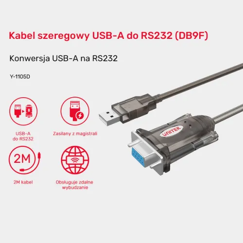 Unitek Kabel szeregowy USB-A na RS232 (DB9F) na Arena.pl