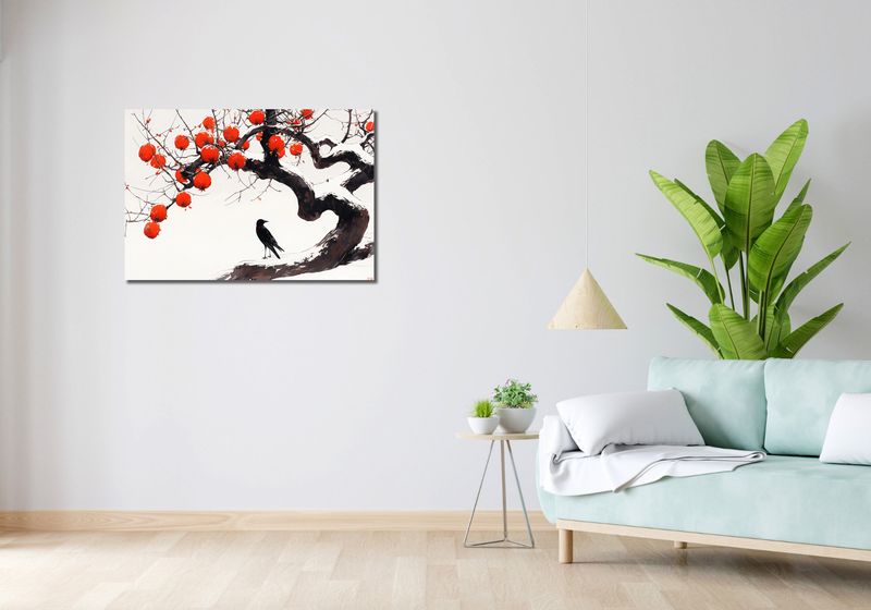 Obraz 90x60cm Kruk przy Drzewie zdjęcie 2