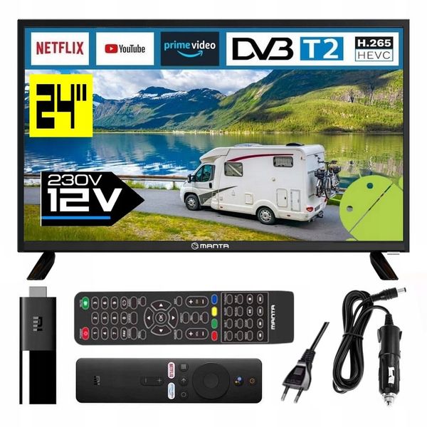 Telewizor do KAMPERA 12V 24 cale SMART ANDROID TV WiFi BT USB HDMI zdjęcie 1