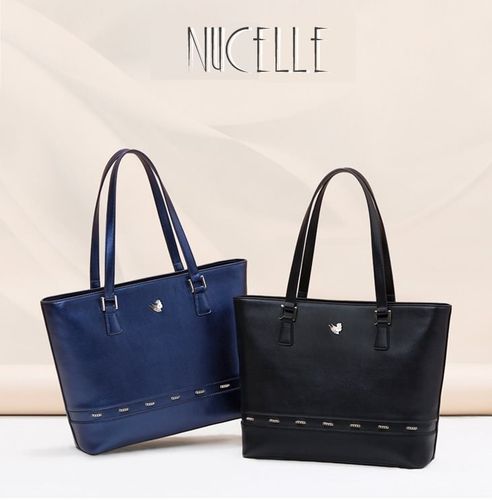 NUCELLE Metaliczny shopper Niebieski na Arena.pl