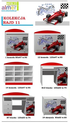 biurko dla chłopca pokój dziecka meble dziecięce RAJD 11 NB7 grafika auta na Arena.pl