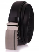 SKÓRZANY Pasek Męski AUTOMAT 3,2cm Garnitur CZARNY