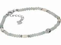 ELEGANCKA RODOWANA SREBRNA BRANSOLETKA FASETOWANY APATYT BIAŁY AGAT